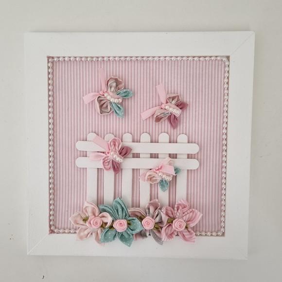 Trio de Quadros Rosa e Verde