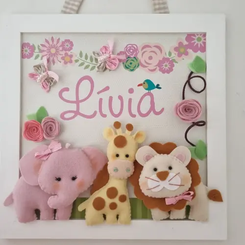 Enfeite de Porta Maternidade Safari Menina