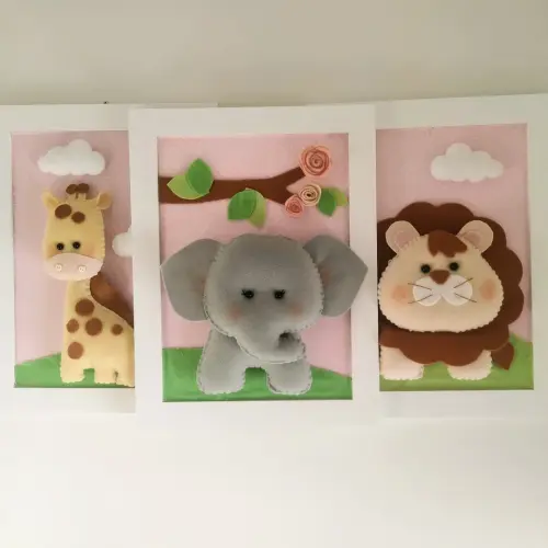 Quadros Decoração quarto de Menina Safari