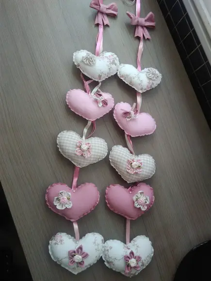 2 Pingentes de Cortina Rosa e Bege