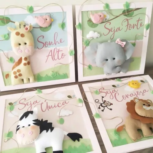 4 Quadros Decoração Safari Menina