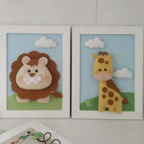 4 Quadros Safari Bichinhos