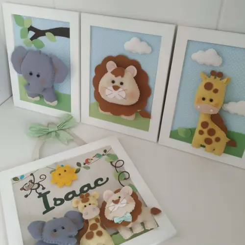 4 Quadros Safari Bichinhos
