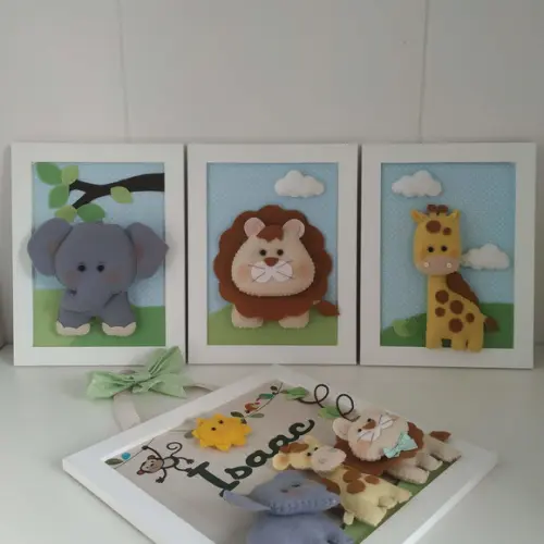 4 Quadros Safari Bichinhos