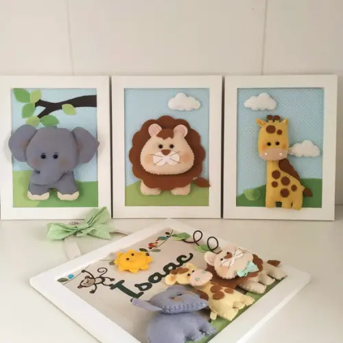 4 Quadros Safari Bichinhos