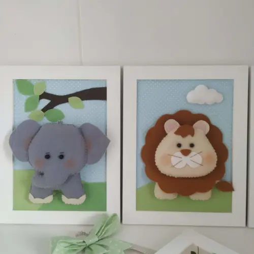 4 Quadros Safari Bichinhos