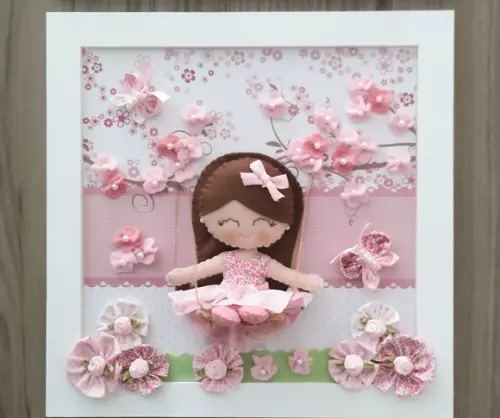Enfeite de Porta e Quadro para Decoração Quarto Menina Rosa