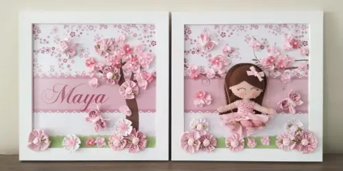 Enfeite de Porta e Quadro para Decoração Quarto Menina Rosa