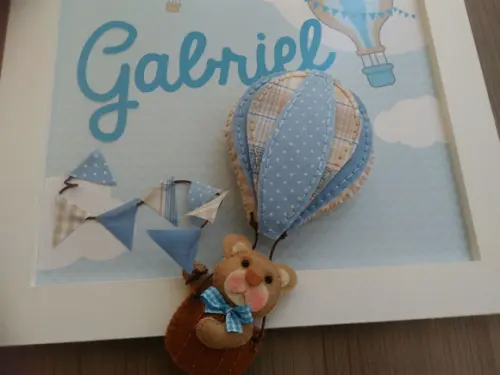 Enfeite de Porta Maternida Urso no Balão