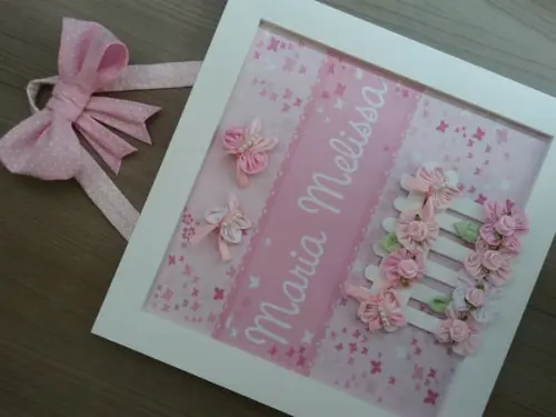 Enfeite de Porta Maternidade Borboletas Rosa Bebê