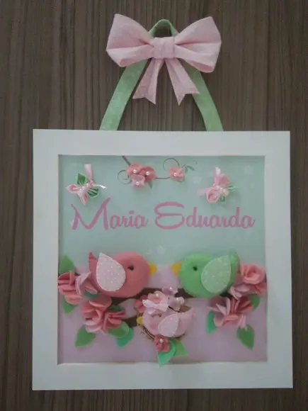 Enfeite de Porta Maternidade Família de Passarinhos