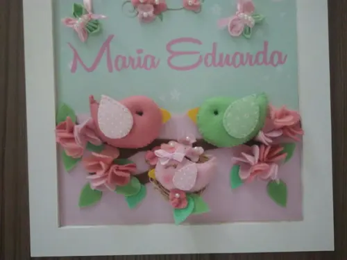 Enfeite de Porta Maternidade Família de Passarinhos