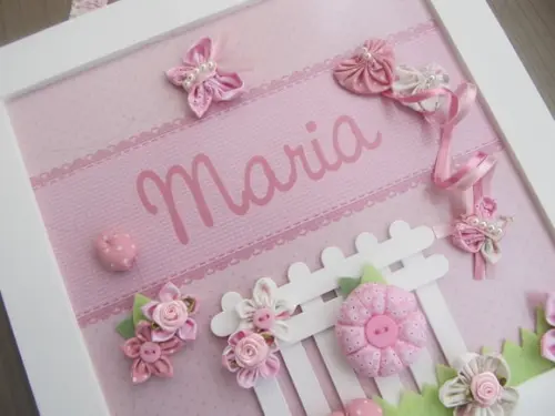 Enfeite de Porta Maternidade Jardim Rosa