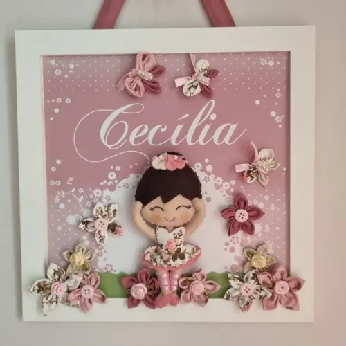 Enfeite de Porta Maternidade Menina Bailarina