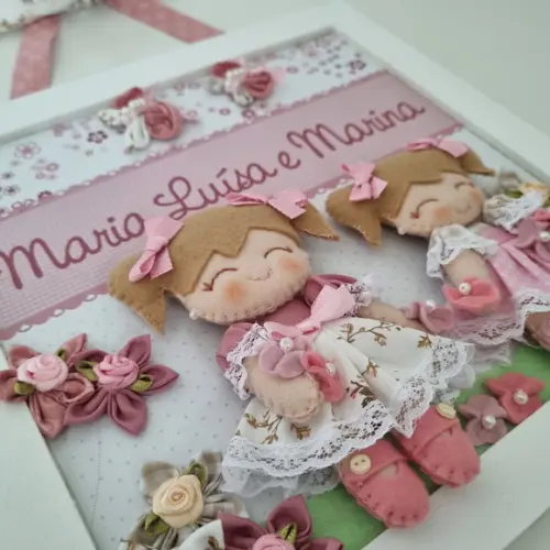 Enfeite de Porta Maternidade Menina Irmãs