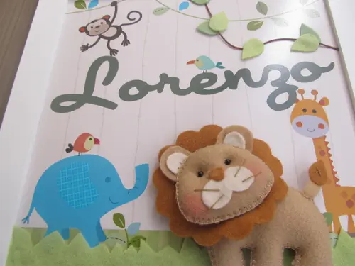 Enfeite de Porta Maternidade Safari Leão Verde