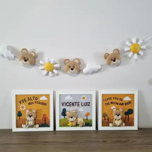 Enfeite de Porta Maternidade Urso, Quadros Decoração e Varal