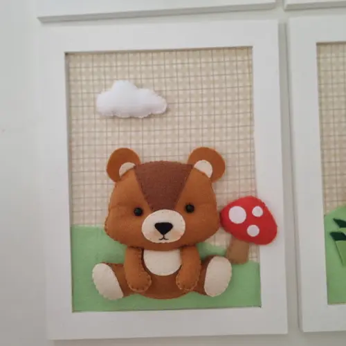 Kit 4 Quadros Decoração Bichinhos da Floresta