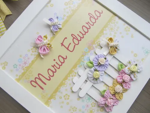 Enfeite de Porta Flores Trio de quadros para decoração bebê