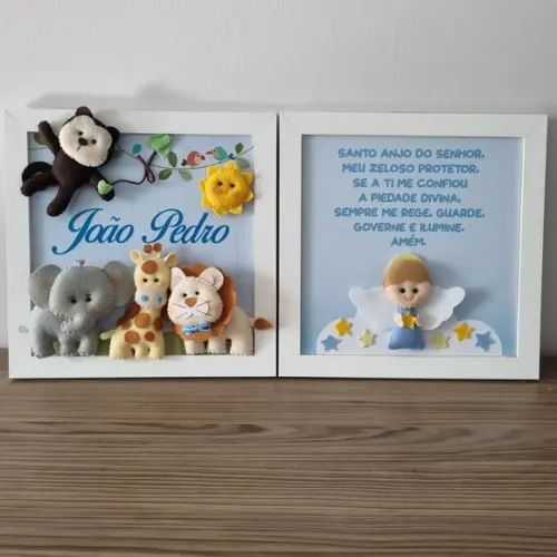 Kit Porta Maternidade Safari e Quadro Anjo da Guarda