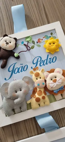 Kit Porta Maternidade Safari e Quadro Anjo da Guarda