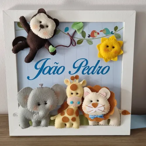Kit Porta Maternidade Safari e Quadro Anjo da Guarda
