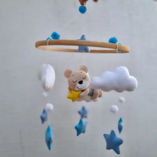 Móbile Berço Ursinho ou Ursinha, Nuvens e Estrelas