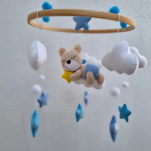 Móbile Berço Ursinho ou Ursinha, Nuvens e Estrelas
