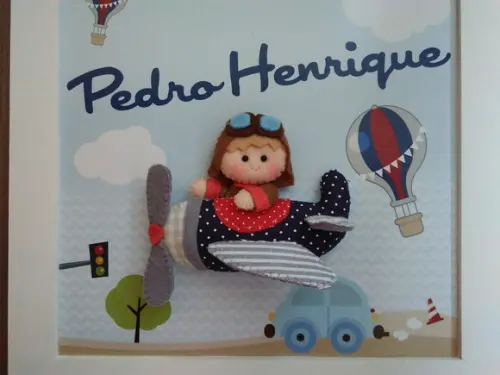 Porta Maternidade Menino Avião Marinho