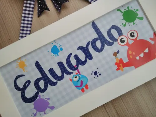 Porta Maternidade Quadro Monstros