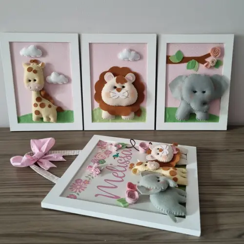 Quadros Decoração e Enfeite de Porta Maternidade Safari