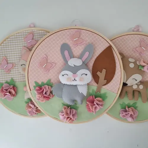 Quadros Decoração no Bastidor Floresta Encantada