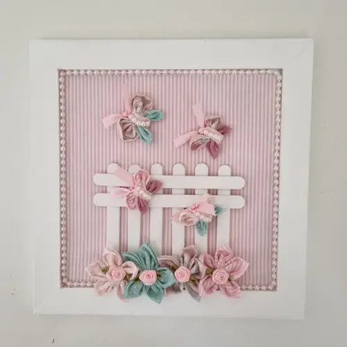 Trio de Quadros Rosa e Verde