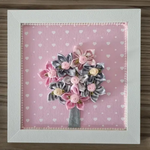 Trio de Quadros Rosa e Cinza