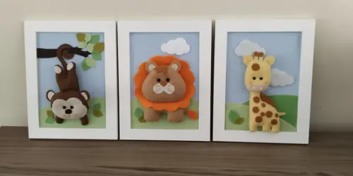 Trio de Quadros Safari
