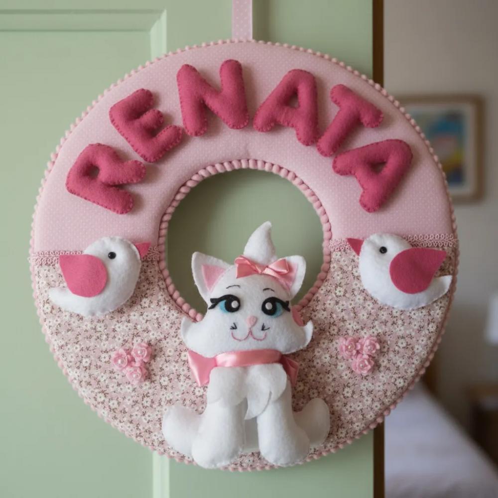 Porta maternidade Menina Gatinha feltro