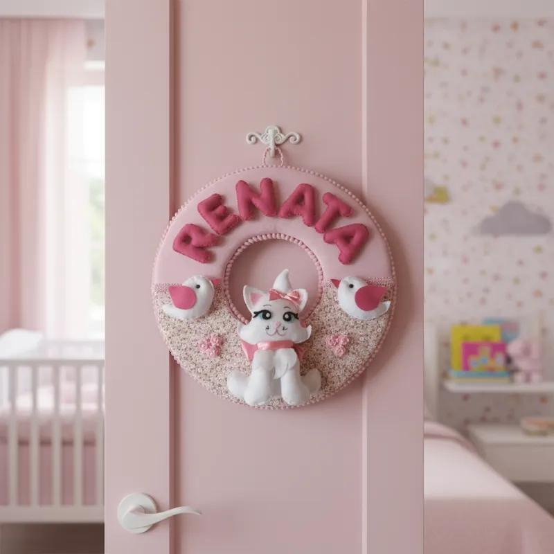 Porta maternidade Menina Gatinha feltro