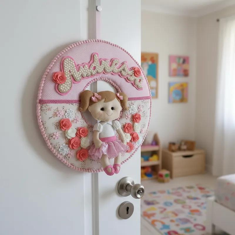 Porta maternidade Menina e pérolas