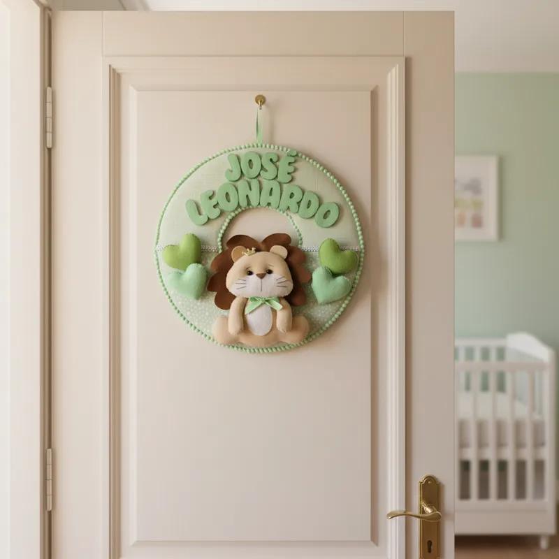 Porta maternidade menino Leãozinho Baby feltro