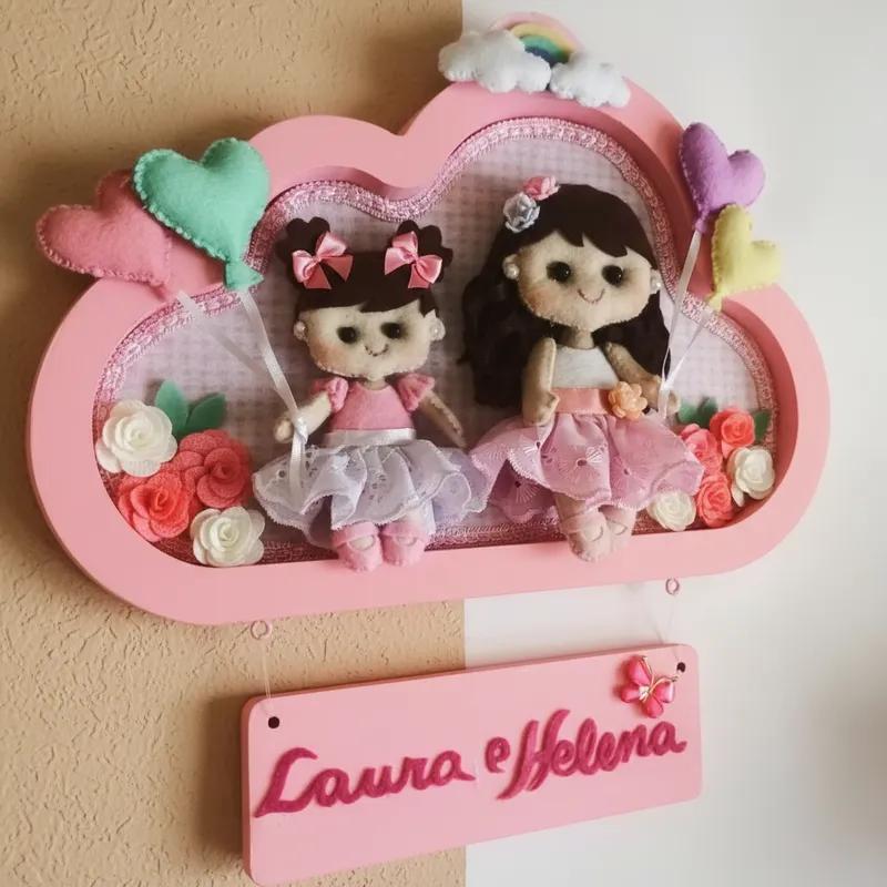 Porta maternidade menina  nuvem encantada irmãs