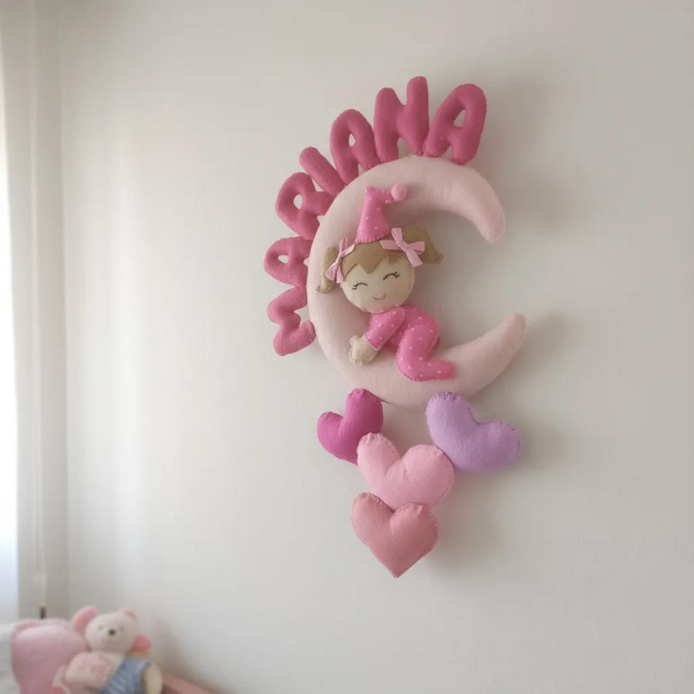 Porta maternidade Menina na Lua Feltro