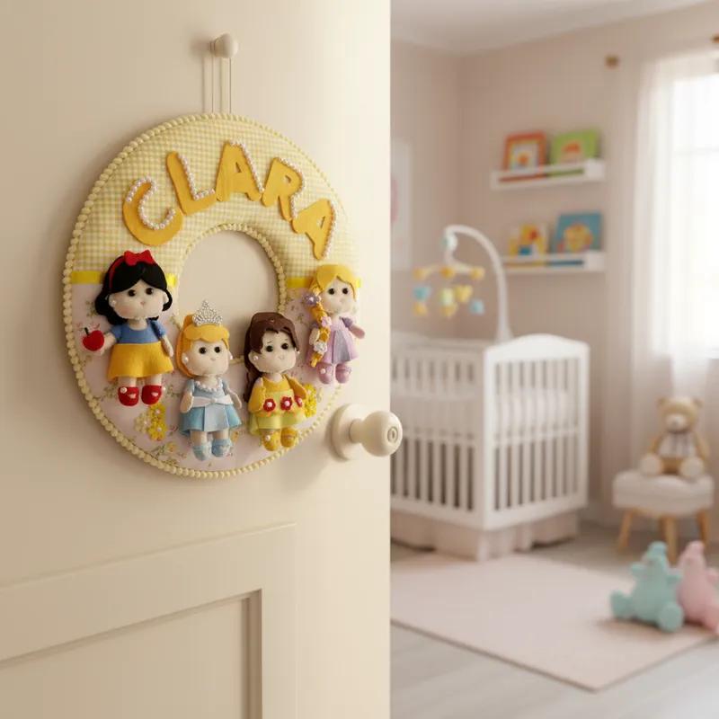 Porta maternidade Menina Princesas Encantadas