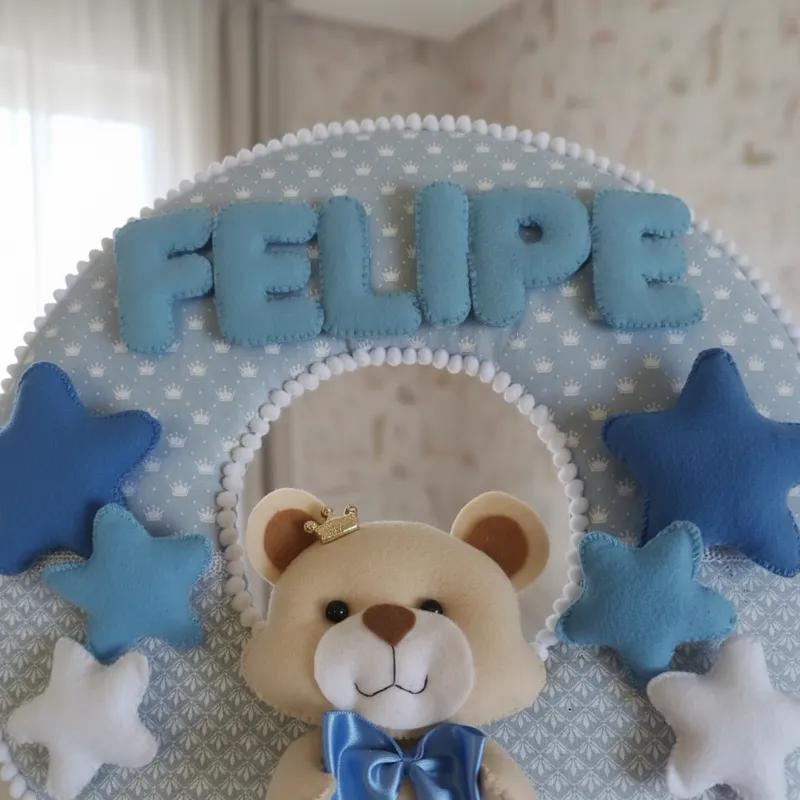 Porta maternidade Ursinho feliz feltro menino