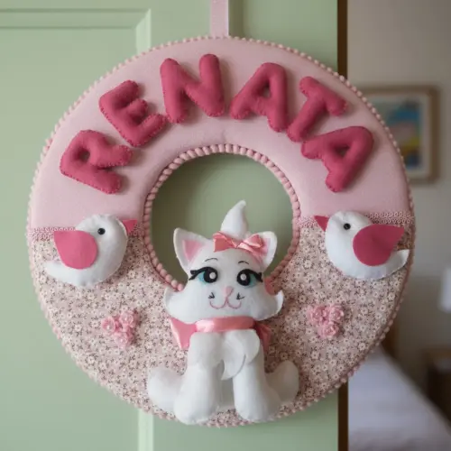Porta maternidade Menina Gatinha feltro