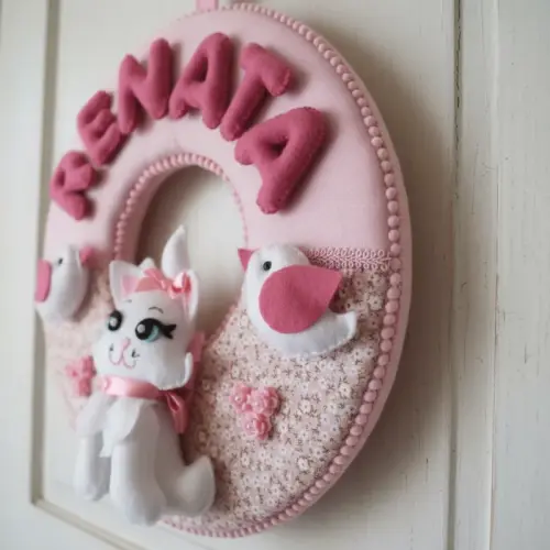 Porta maternidade Menina Gatinha feltro