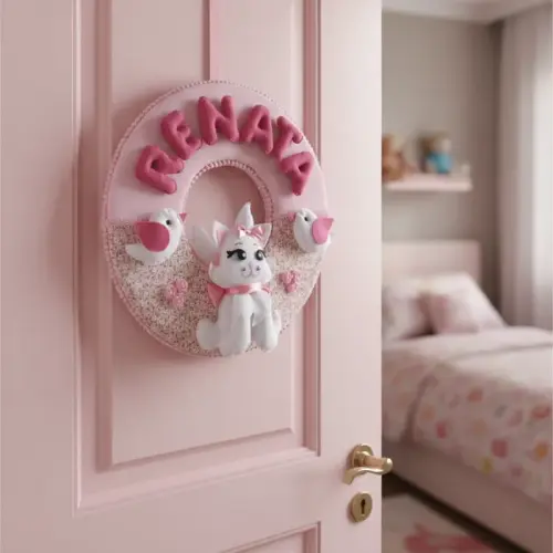 Porta maternidade Menina Gatinha feltro