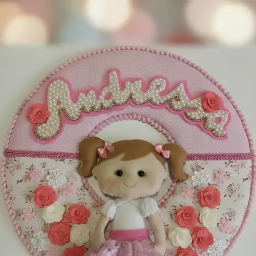 Porta maternidade Menina e pérolas