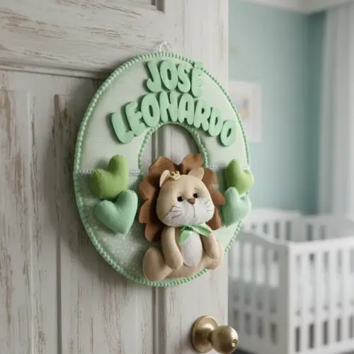 Porta maternidade Leãozinho Baby feltro