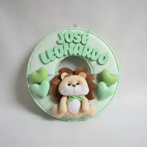 Porta maternidade menino Leãozinho Baby feltro