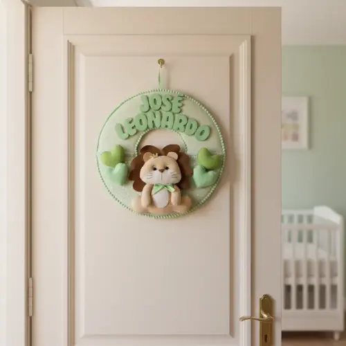 Porta maternidade menino Leãozinho Baby feltro